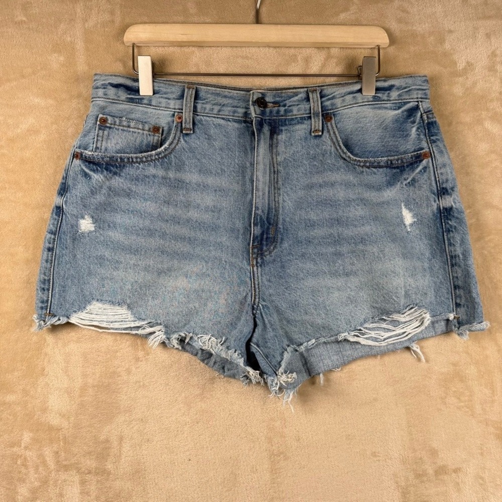 Pistola Women 32 High Rise Distressed Denim Shorts Light Wash Blue Frayed Boho
